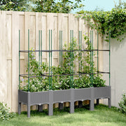 Plantenbak met latwerk 160x40x142,5 cm lichtgrijs polypropeen