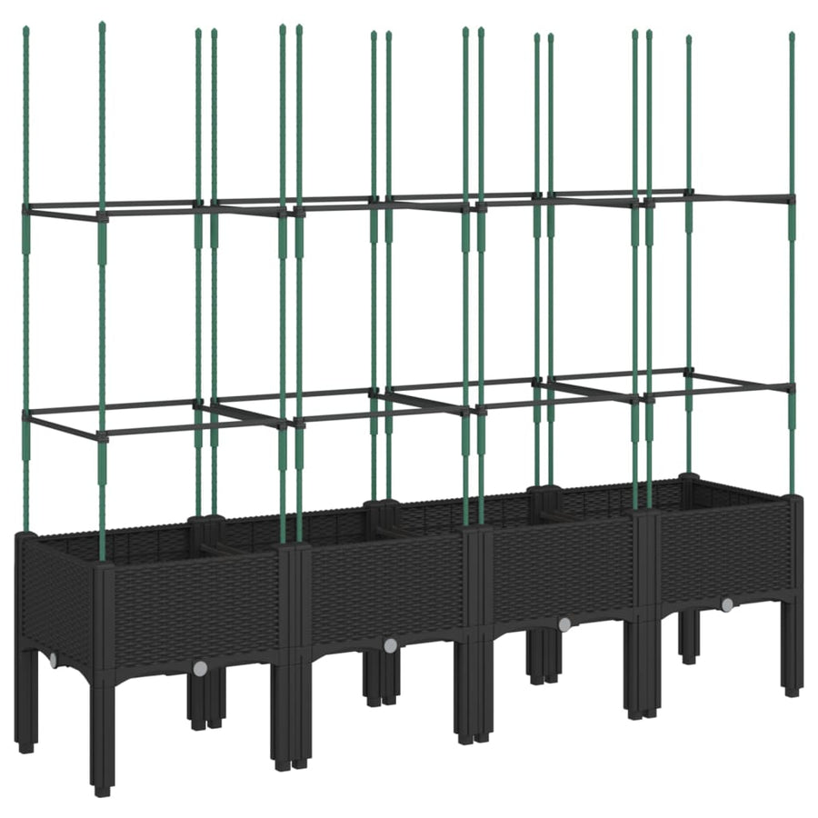 Plantenbak met latwerk 160x40x142,5 cm polypropeen zwart