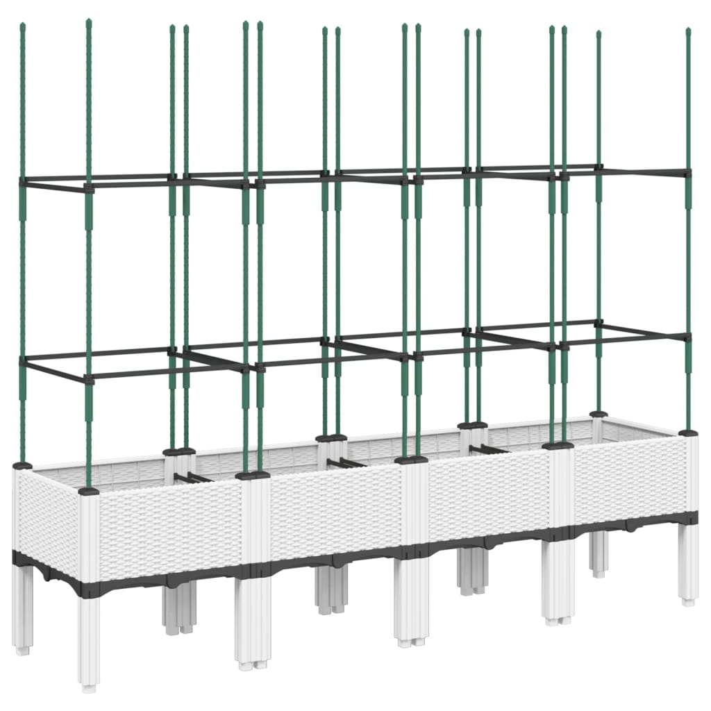 Plantenbak met latwerk 160x40x142,5 cm polypropeen wit
