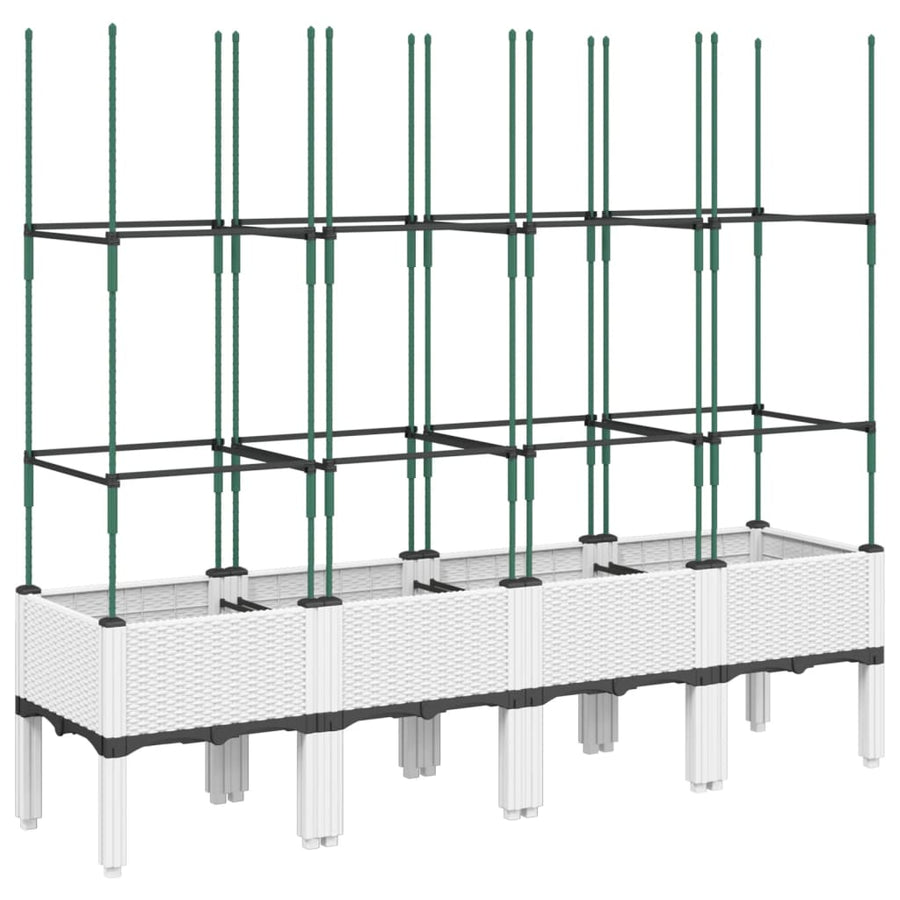 Plantenbak met latwerk 160x40x142,5 cm polypropeen wit
