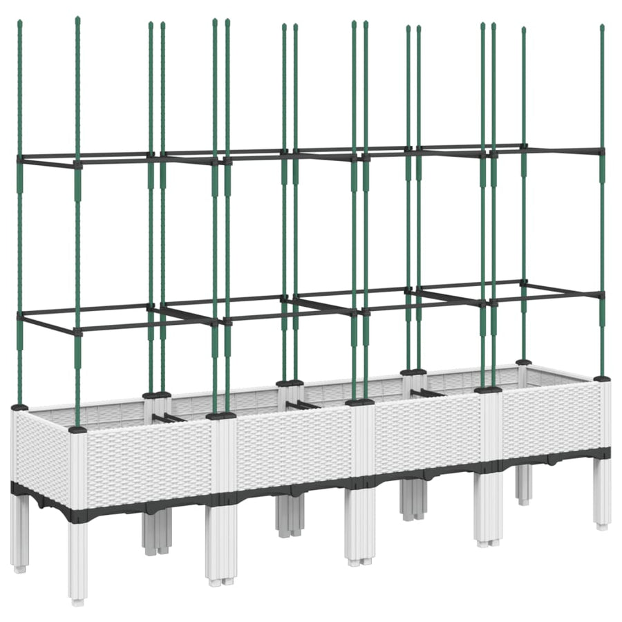 Plantenbak met latwerk 160x40x142,5 cm polypropeen wit