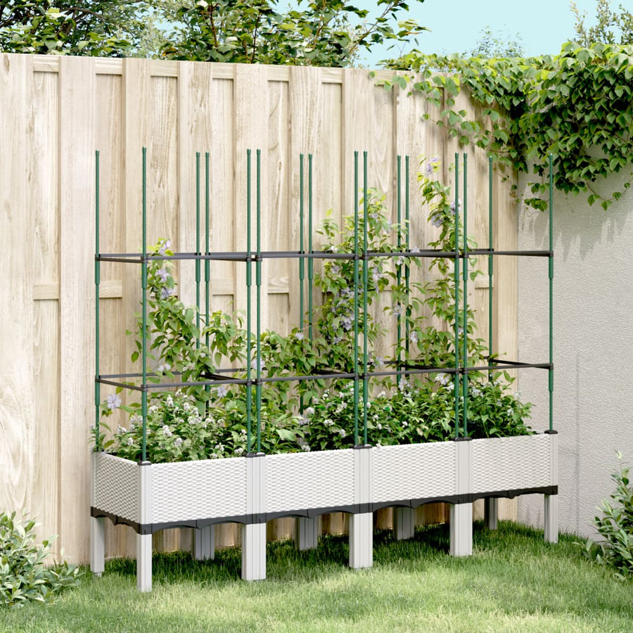 Plantenbak met latwerk 160x40x142,5 cm polypropeen wit