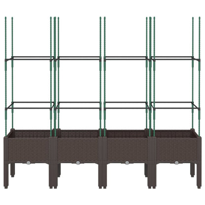Plantenbak met latwerk 160x40x142,5 cm polypropeen bruin