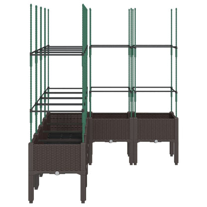 Plantenbak met latwerk 160x120x142,5 cm polypropeen bruin