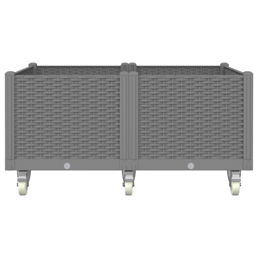 Plantenbak met wielen 100x80x54 cm polypropeen lichtgrijs
