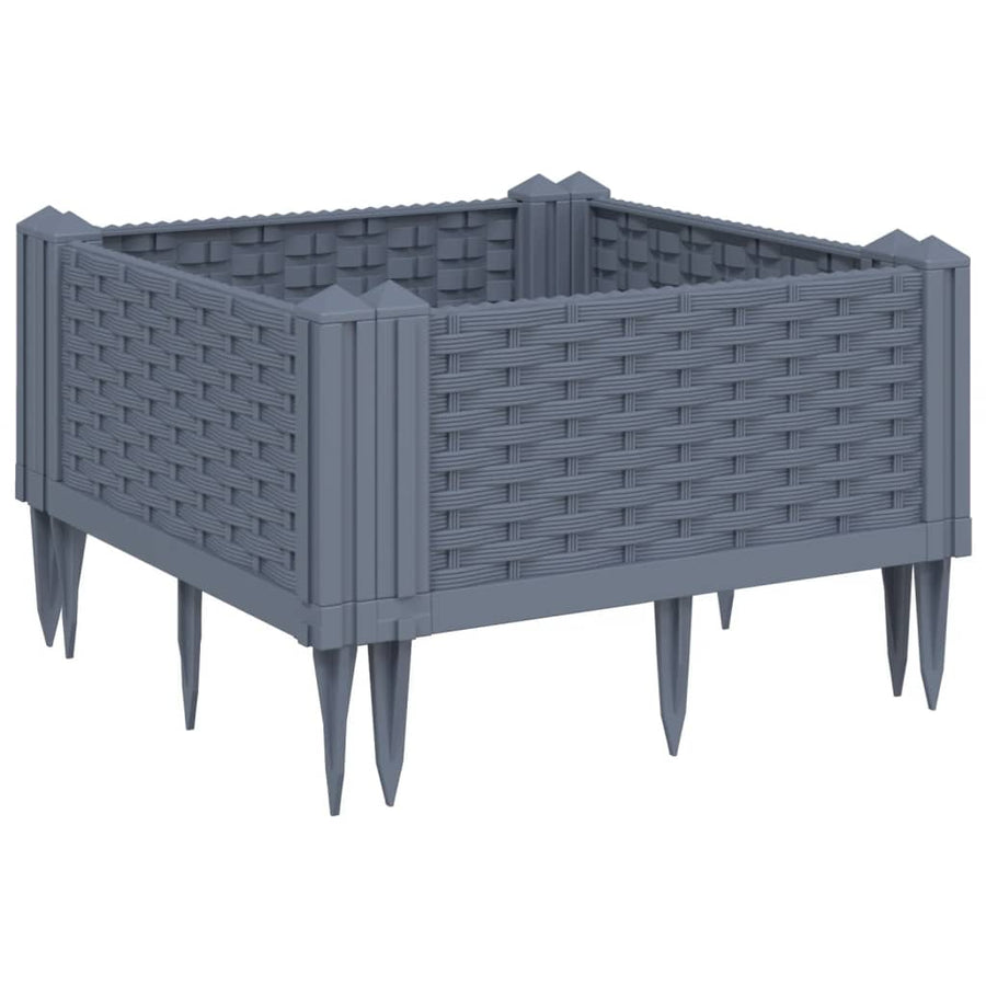 Plantenbak met pinnen 42,5x42,5x28,5 cm polypropeen grijs