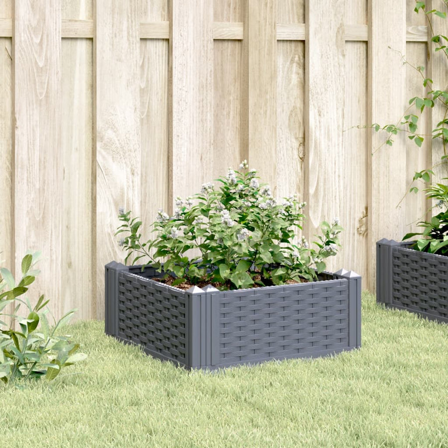 Plantenbak met pinnen 42,5x42,5x28,5 cm polypropeen grijs