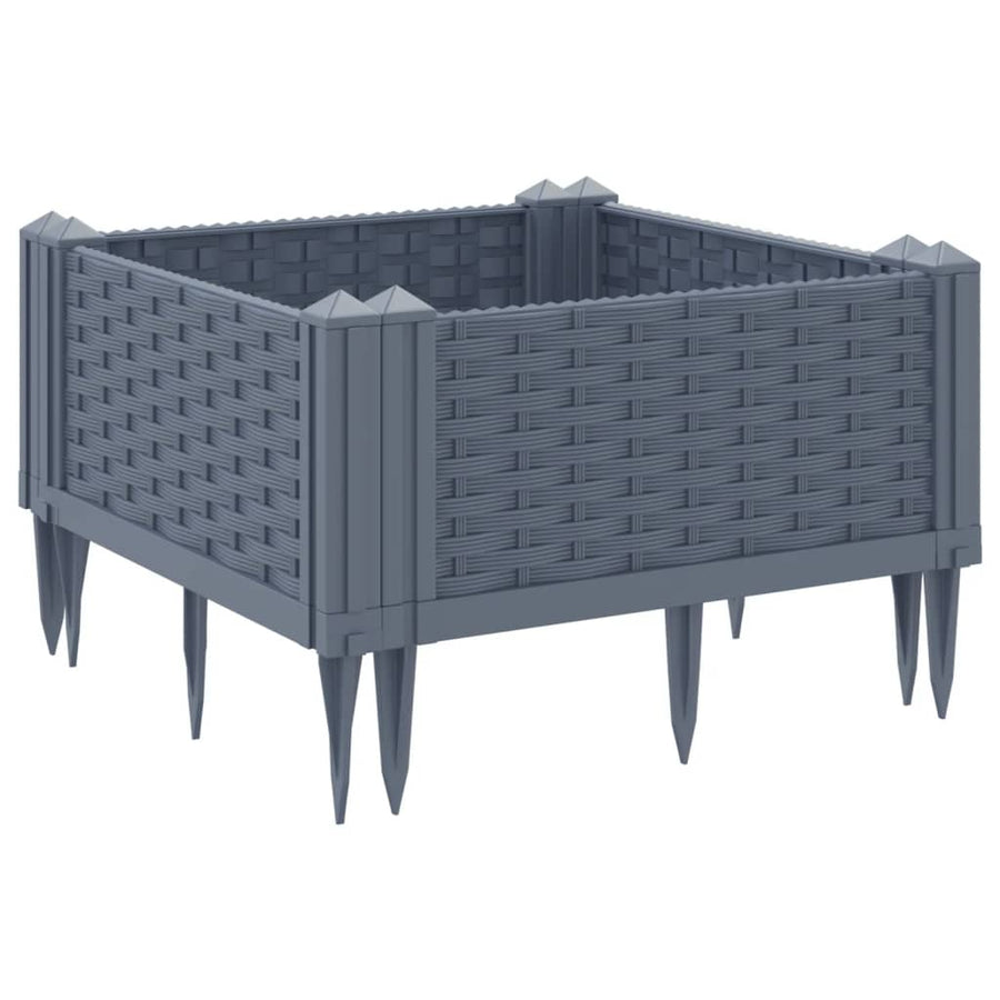 Plantenbak met pinnen 42,5x42,5x28,5 cm polypropeen grijs