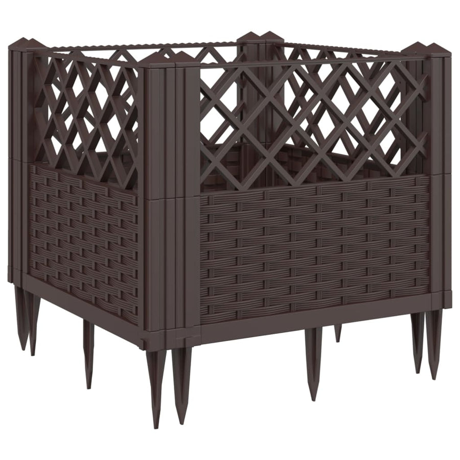 Plantenbak met pinnen 43,5x43,5x43,5 cm polypropeen bruin