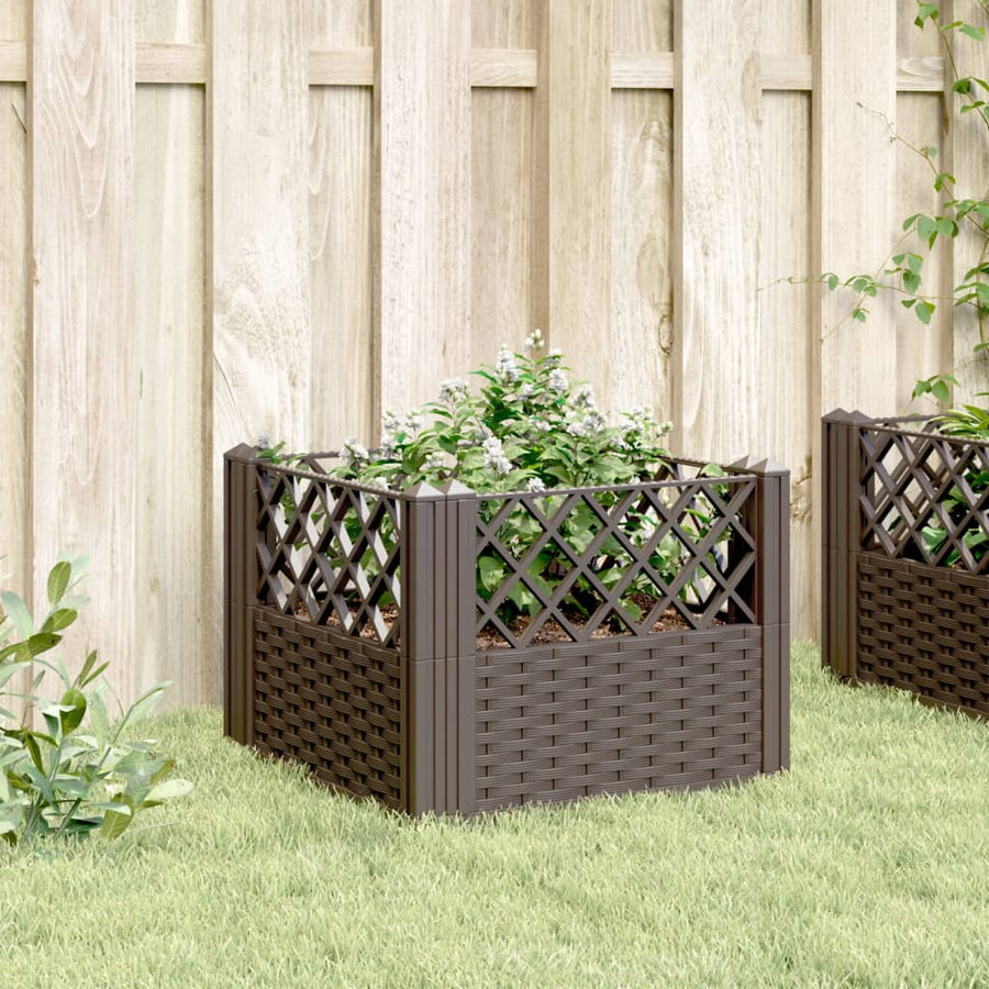 Plantenbak met pinnen 43,5x43,5x43,5 cm polypropeen bruin