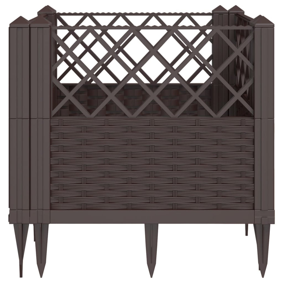 Plantenbak met pinnen 43,5x43,5x43,5 cm polypropeen bruin