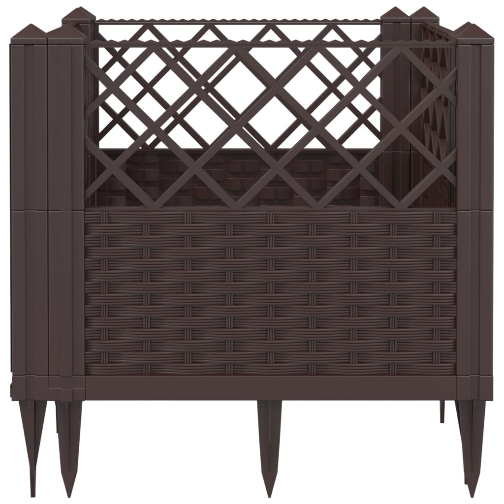 Plantenbak met pinnen 43,5x43,5x43,5 cm polypropeen bruin