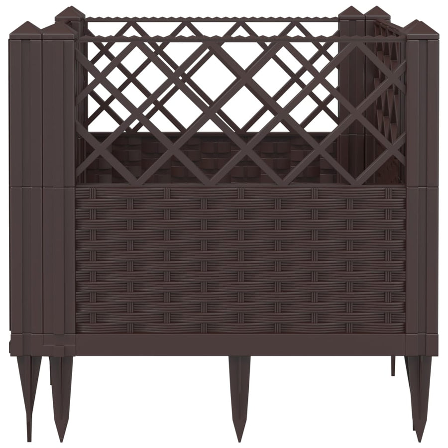 Plantenbak met pinnen 43,5x43,5x43,5 cm polypropeen bruin