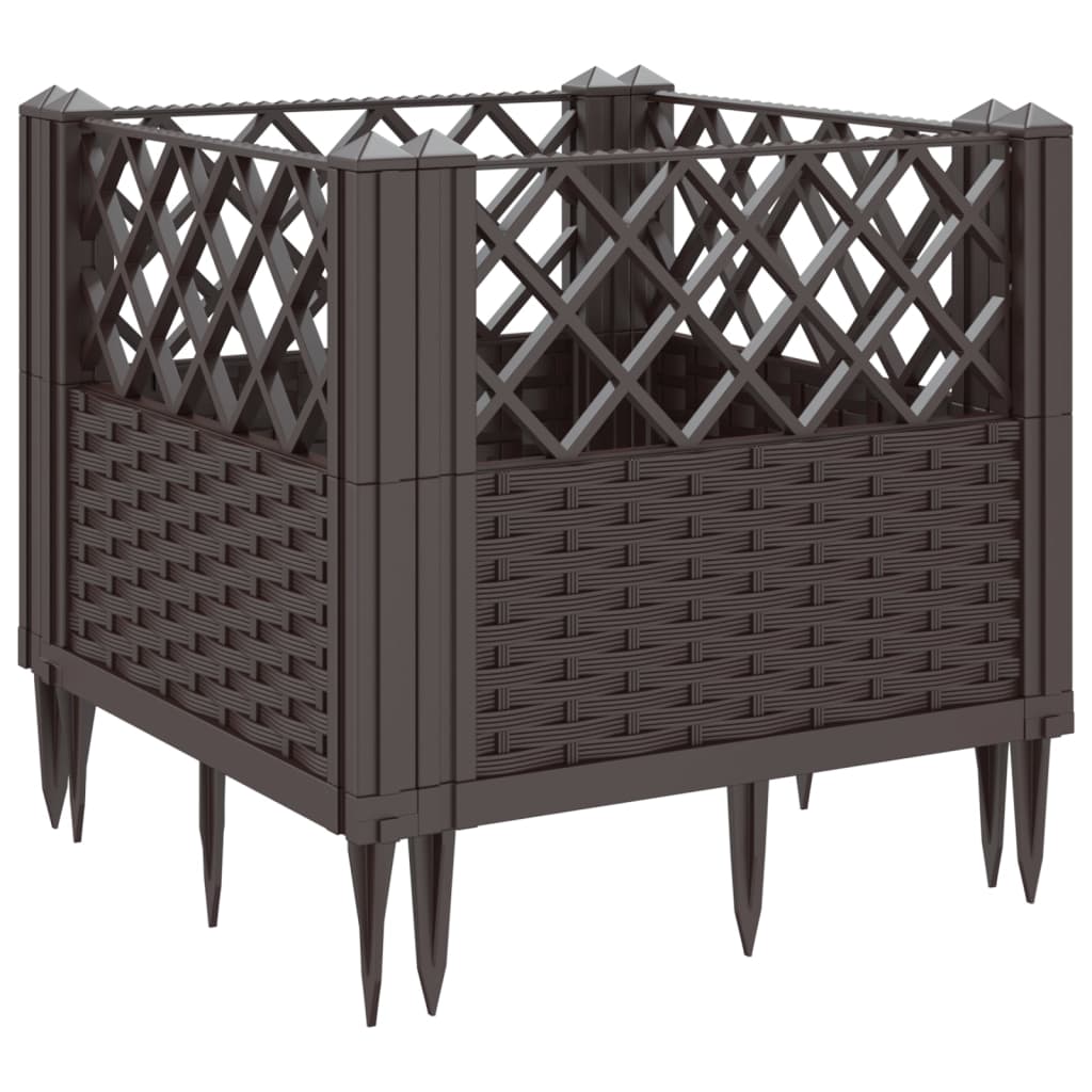 Plantenbak met pinnen 43,5x43,5x43,5 cm polypropeen bruin