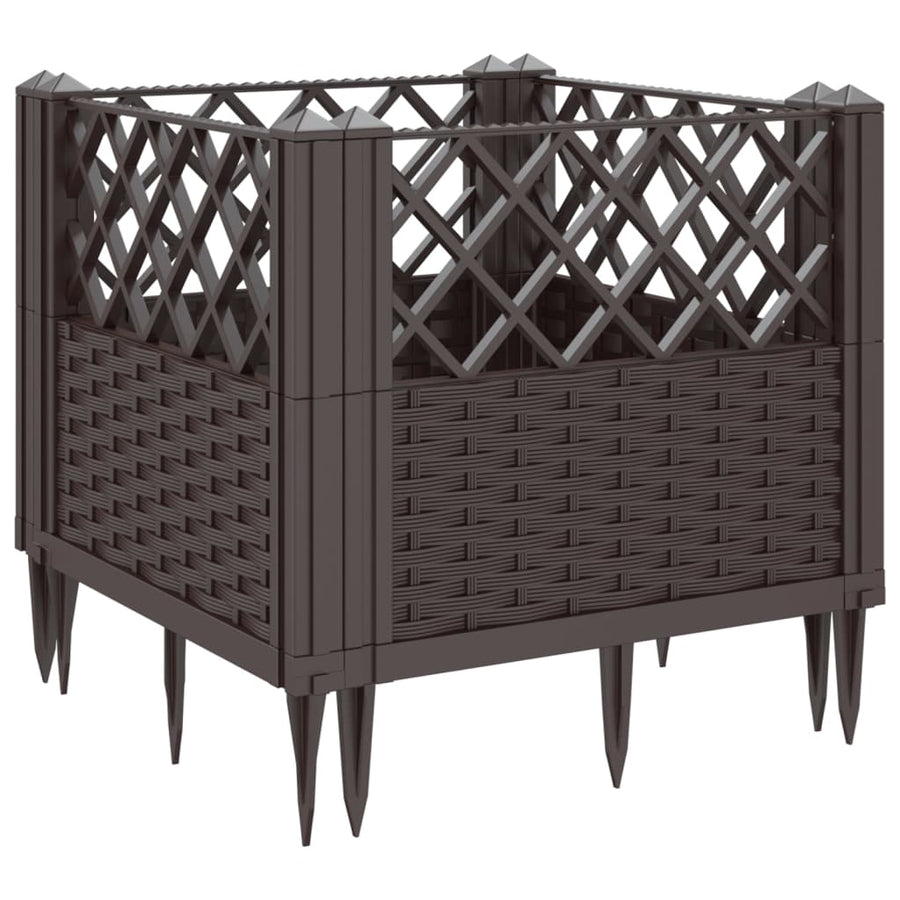 Plantenbak met pinnen 43,5x43,5x43,5 cm polypropeen bruin