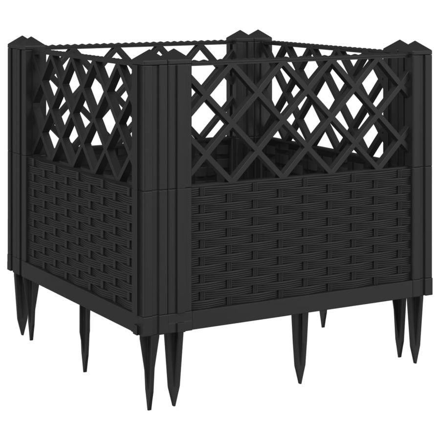 Plantenbak met pinnen 43,5x43,5x43,5 cm polypropeen zwart