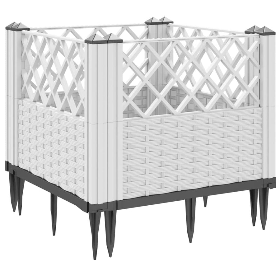 Plantenbak met pinnen 43,5x43,5x43,5 cm polypropeen wit
