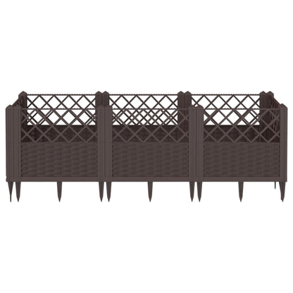 Plantenbak met pinnen 123,5x43,5x43,5 cm polypropeen bruin