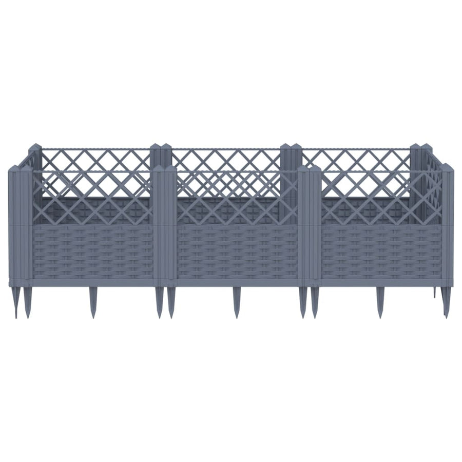 Plantenbak met pinnen 123,5x43,5x43,5 cm polypropeen grijs