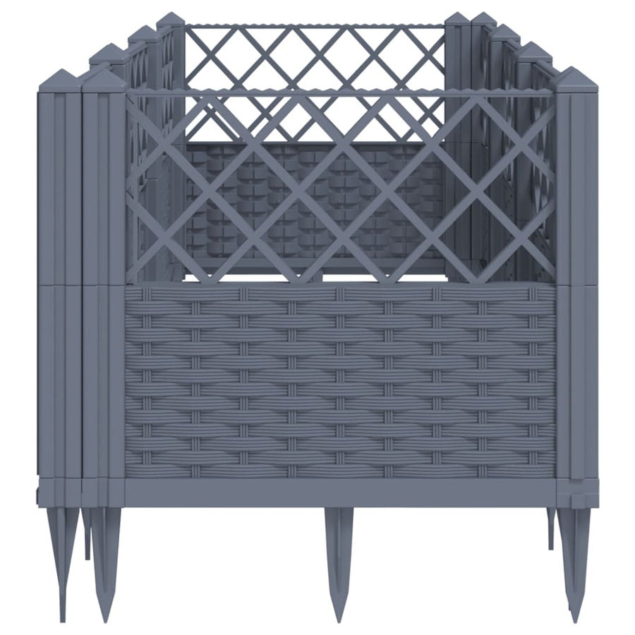 Plantenbak met pinnen 123,5x43,5x43,5 cm polypropeen grijs