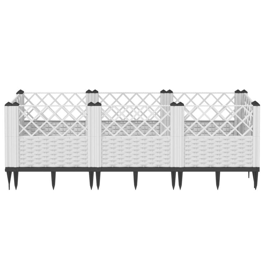 Plantenbak met pinnen 123,5x43,5x43,5 cm polypropeen wit