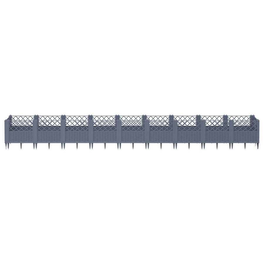 Plantenbak met pinnen 363,5x43,5x43,5 cm polypropeen grijs