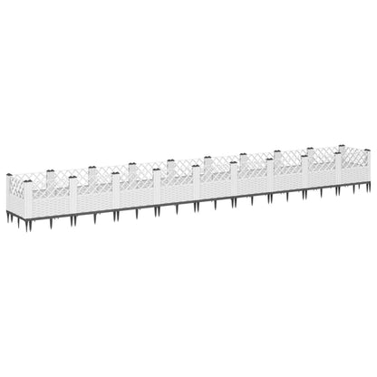Plantenbak met pinnen 363,5x43,5x43,5 cm polypropeen wit