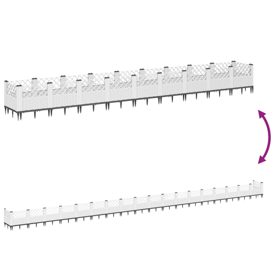 Plantenbak met pinnen 363,5x43,5x43,5 cm polypropeen wit