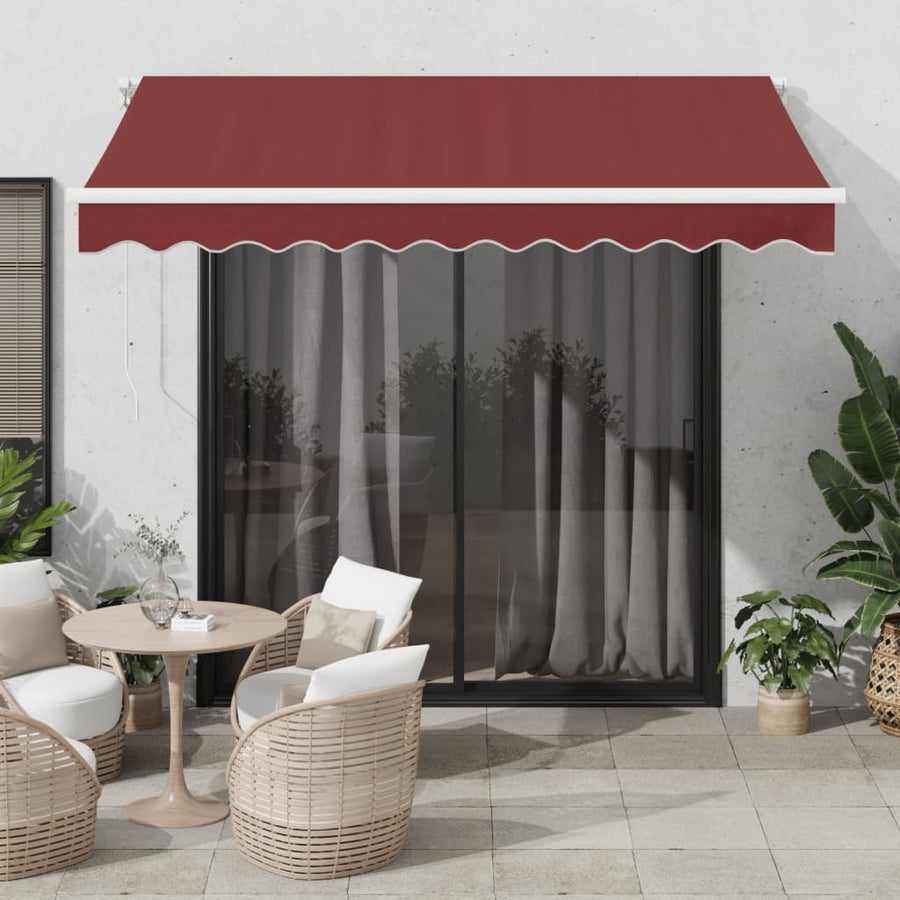 Luifel handmatig uittrekbaar met LED 300x250 cm bordeauxrood