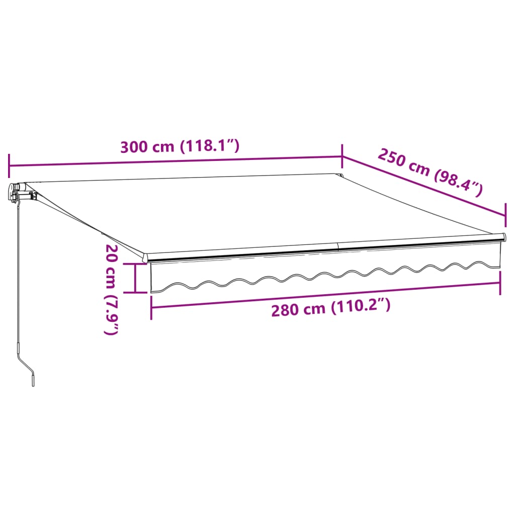 Luifel automatisch uittrekbaar 300x250 cm bordeauxrood