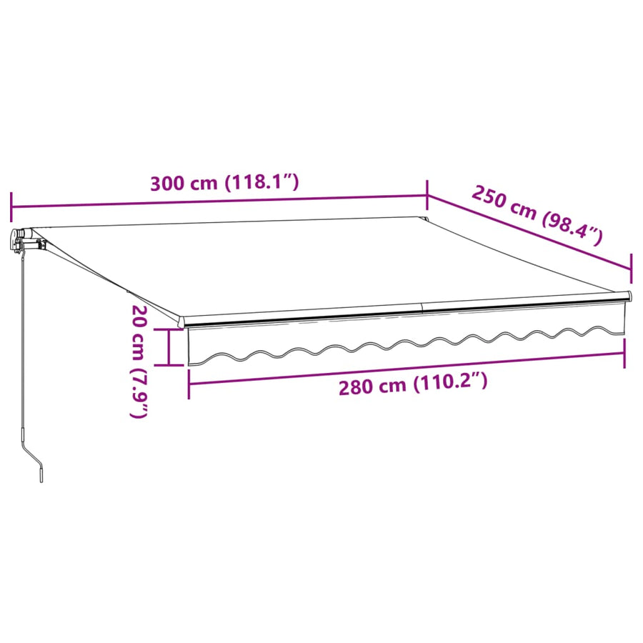 Luifel automatisch uittrekbaar 300x250 cm bordeauxrood