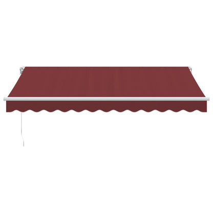 Luifel handmatig uittrekbaar met LED 350x250 cm bordeauxrood