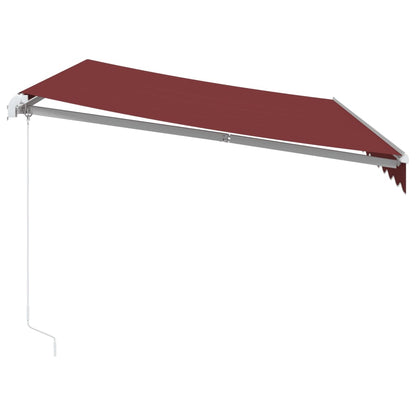 Luifel handmatig uittrekbaar met LED 350x250 cm bordeauxrood