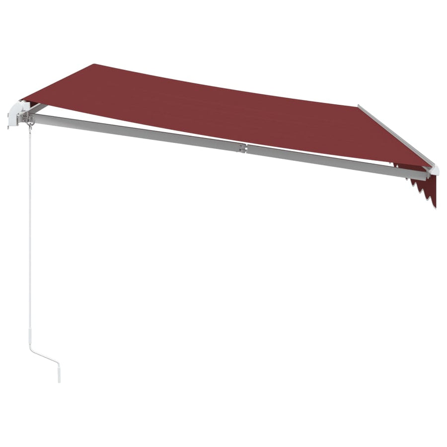 Luifel handmatig uittrekbaar met LED 350x250 cm bordeauxrood