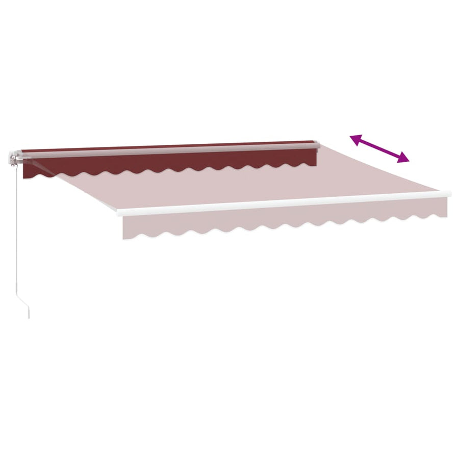 Luifel handmatig uittrekbaar met LED 350x250 cm bordeauxrood