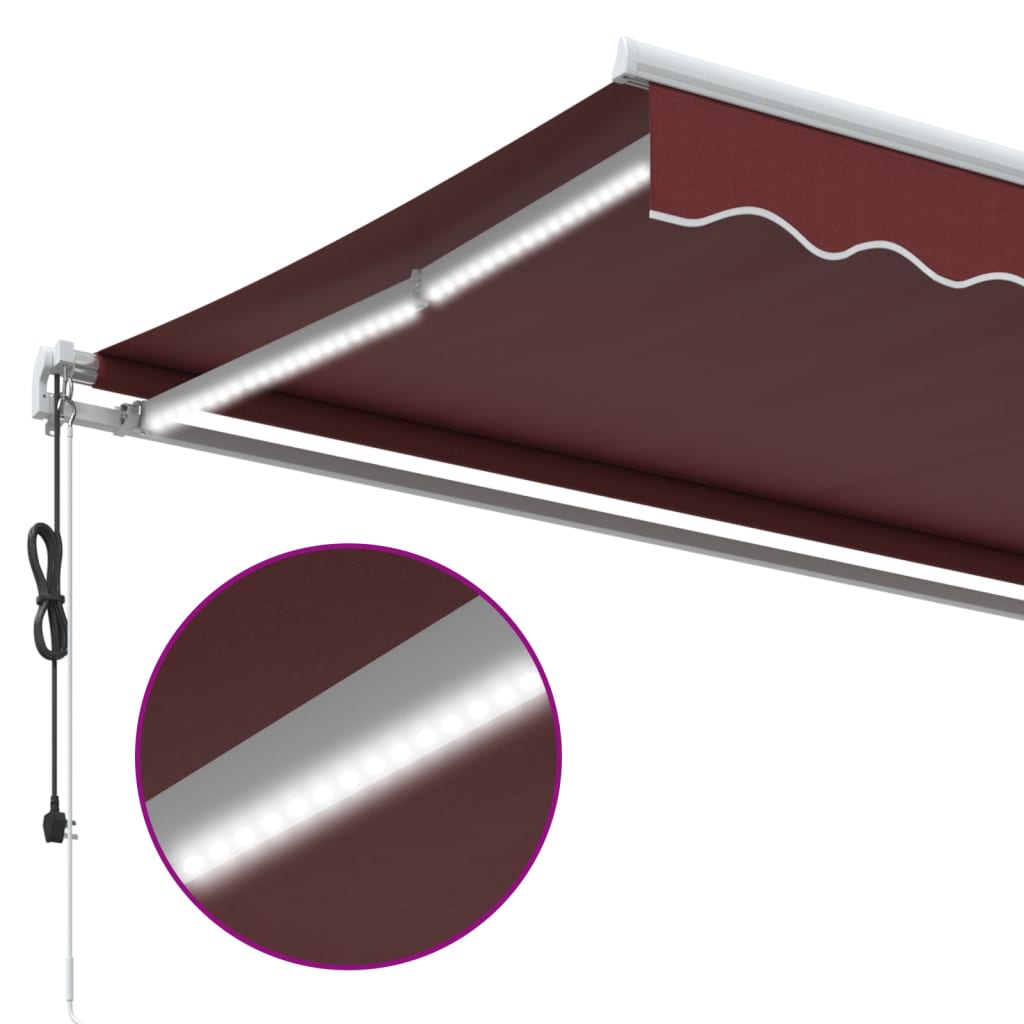Luifel automatisch uittrekbaar met LED 400x300 cm bordeauxrood