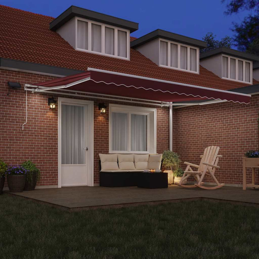 Luifel Handmatig Uittrekbaar Met Led Bordeauxrood 450 x 300 cm