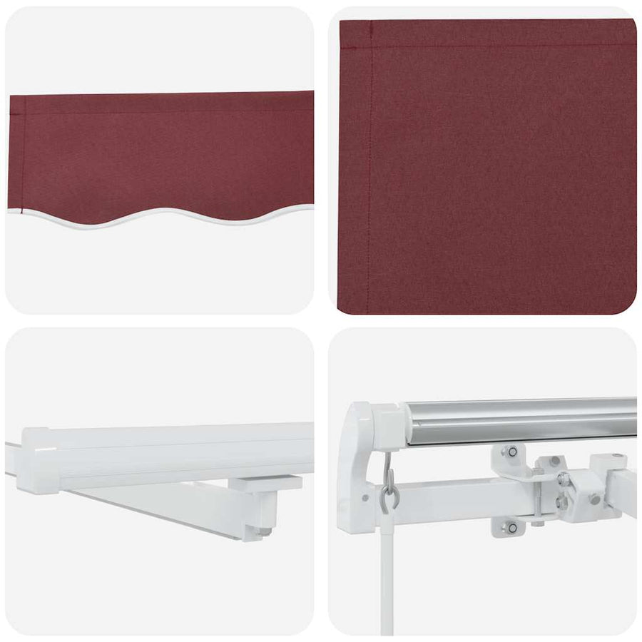 Luifel Handmatig Uittrekbaar Met Led Bordeauxrood 450 x 300 cm