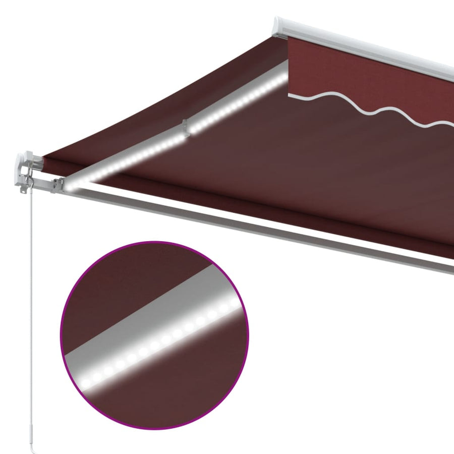 Luifel Handmatig Uittrekbaar Met Led Bordeauxrood 450 x 300 cm