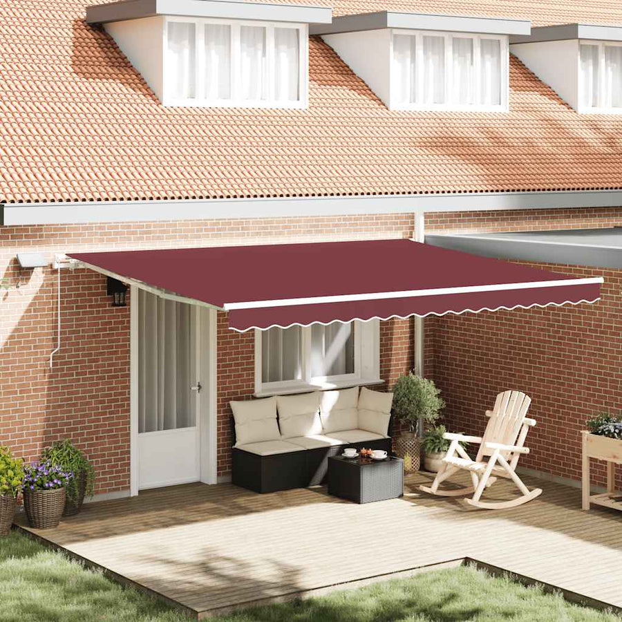Luifel Handmatig Uittrekbaar Met Led Bordeauxrood 450 x 300 cm