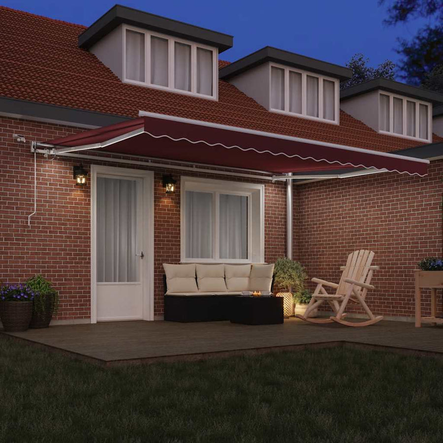 Luifel Automatisch Uittrekbaar Met Led Bordeauxrood En Wit 450 x 300 cm