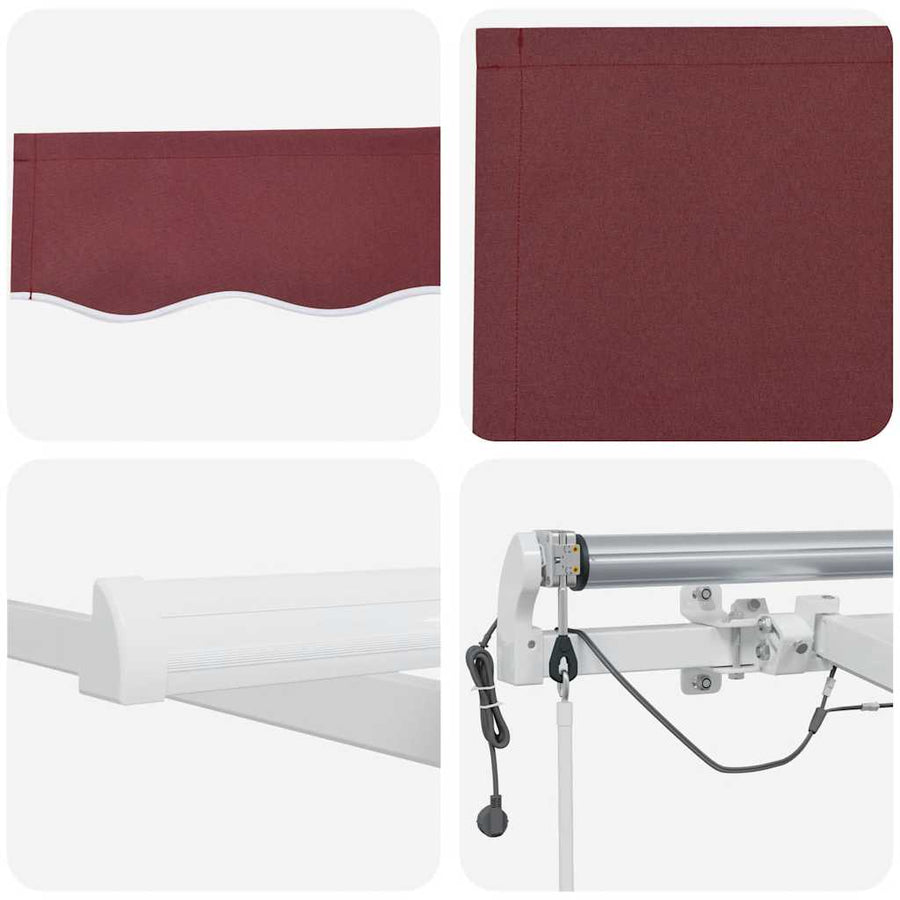 Luifel Automatisch Uittrekbaar Met Led Bordeauxrood En Wit 450 x 300 cm