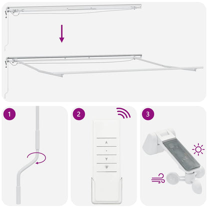 Luifel Automatisch Uittrekbaar Met Led Bordeauxrood En Wit 450 x 300 cm