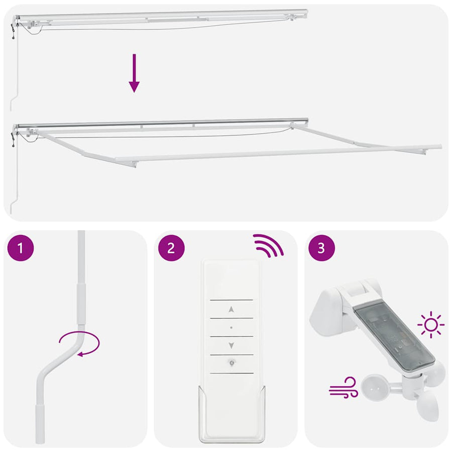 Luifel Automatisch Uittrekbaar Met Led Bordeauxrood En Wit 450 x 300 cm