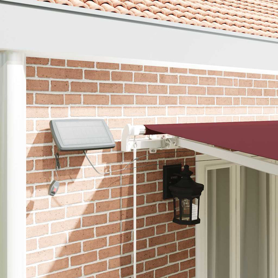 Luifel handmatig uittrekbaar met LED 600x300 cm bordeauxrood