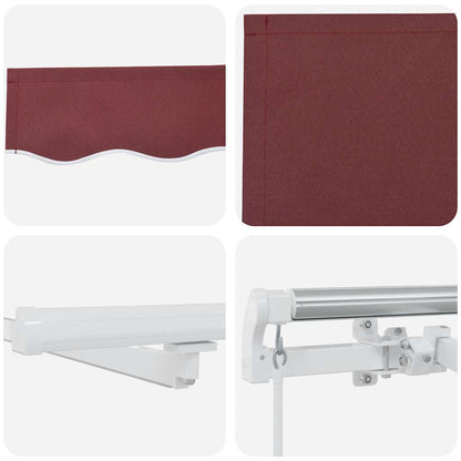 Luifel handmatig uittrekbaar met LED 600x300 cm bordeauxrood