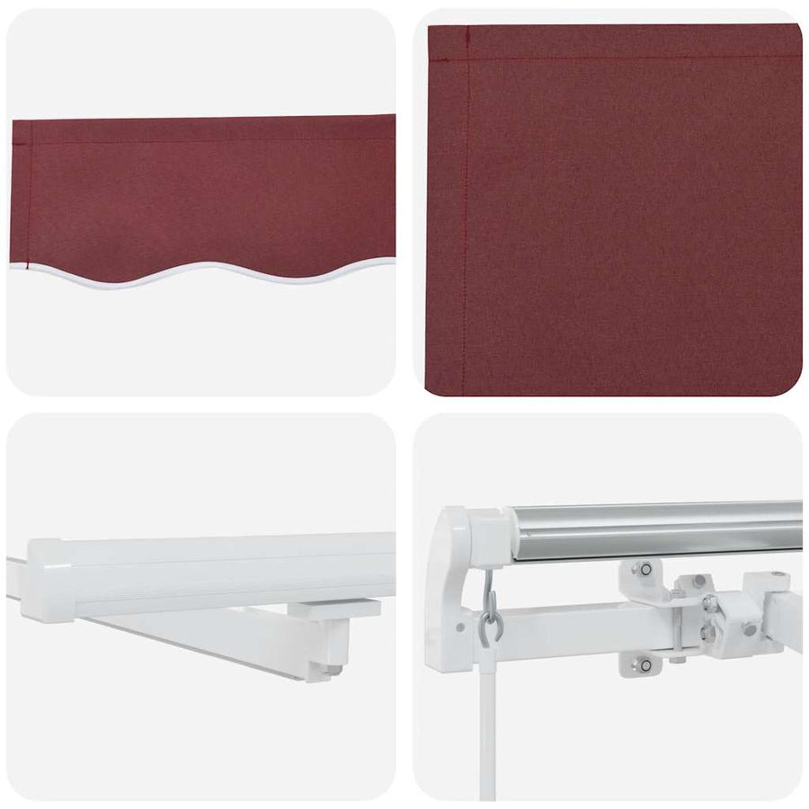 Luifel handmatig uittrekbaar met LED 600x300 cm bordeauxrood