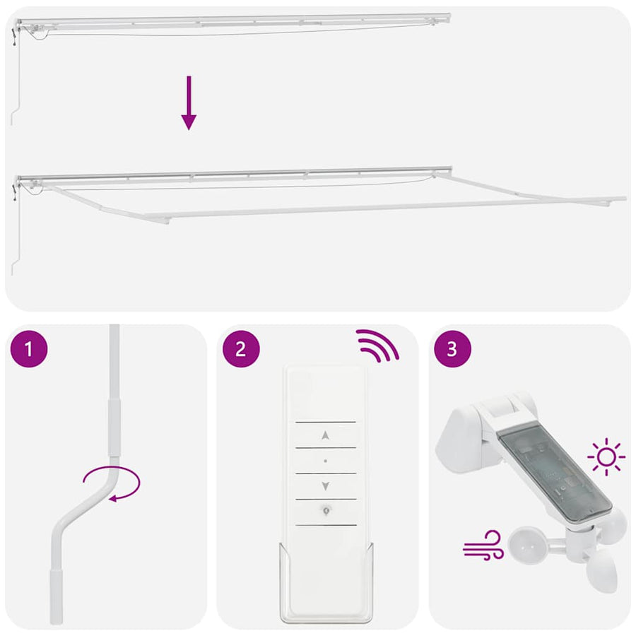 Luifel automatisch uittrekbaar met LED 600x300 cm bordeauxrood
