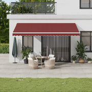 Luifel uittrekbaar 500x350 cm bordeauxrood met LED