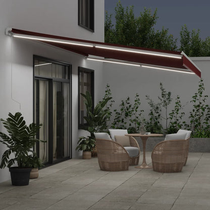 Luifel Handmatig Uittrekbaar Met Led Bordeauxrood 600 x 350 cm